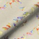 Tissu ameublement coton motif oiseaux Happy Birds fond lin Thevenon