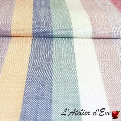 "Skipping" rainbow - Tissu ameublement et tapissier 100% coton rayé - Collection Big Adventure Prestigious Textiles