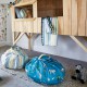 Pouf, dessus de lit et coussin rond Made in France réalisés avec "Skipping" reef