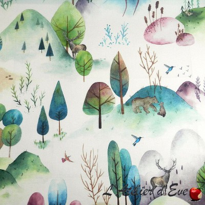 Tissu ameublement coton "Woodland Walk" pour enfants - Collection Big Adventure Prestigious Textiles