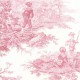 Histoire d'eau -26900A fond rose Toile de jouy coton grande largeur Thevenon vendue au mètre