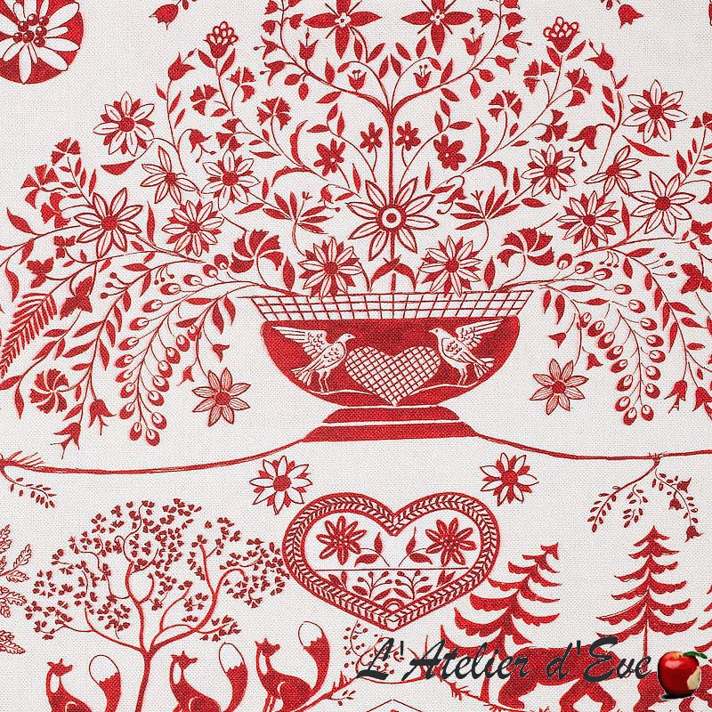 Bellevue crème - Tissu ameublement tapissier Noël/Montagne au mètre et à la pièce - Toile de coton Thevenon