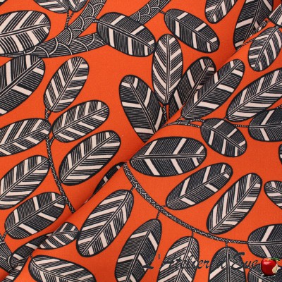 Elis orange - Rideau à oeillets Made in France - Coton fleuri Thevenon