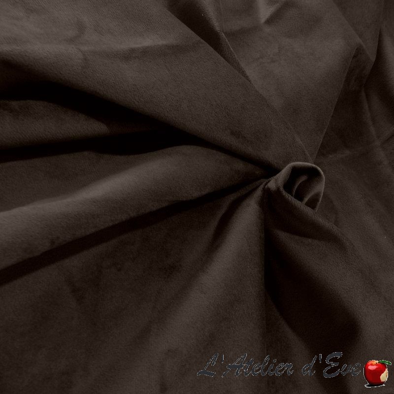 Softflock chocolat - Tissu aspect velours non feu grande largeur pour ameublement - Bautex