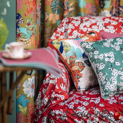 Velvet fabric "Printemps au Japon" Thevenon