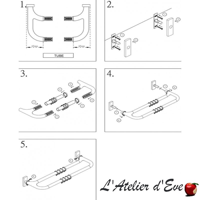 Supports mur double ouvert tube tringle rideaux Bastide