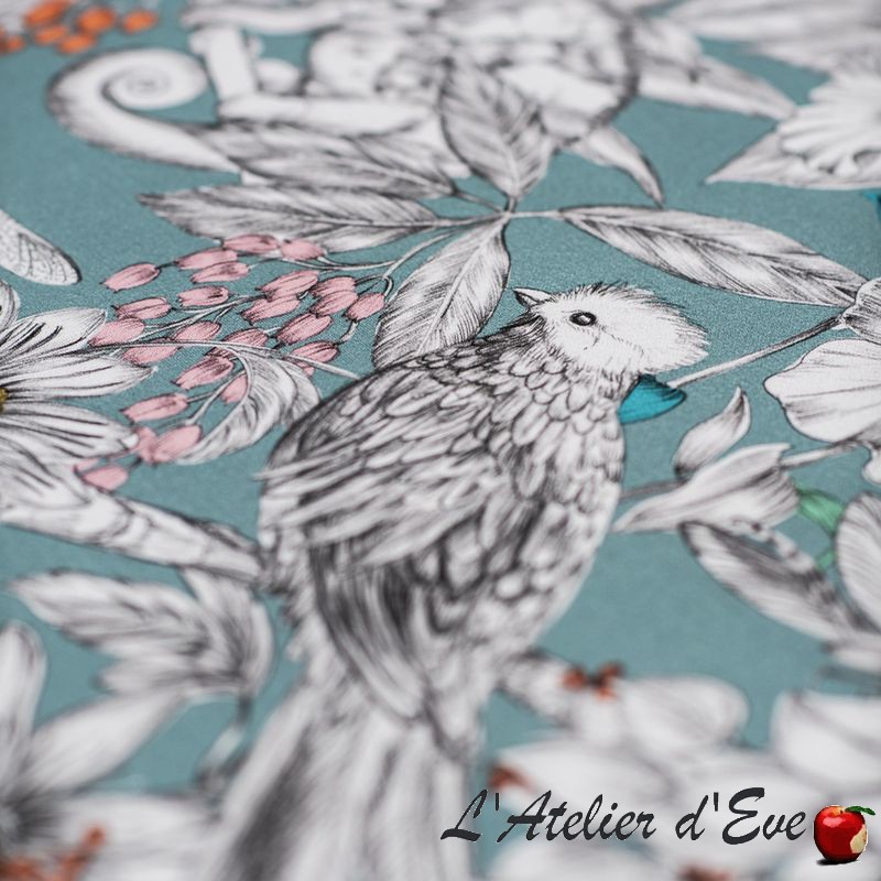 Manga bleu acier - Tissu ameublement coton au mètre Thevenon 2