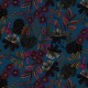 Orphée multicolore fond bleu nuit - Tissu fleuri ameublement et siège Thevenon
