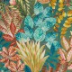 Goa fond vert kaki - Rideau - Rideau lin à oeillets - Rideau fleuri Made in France Thevenon