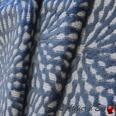 Inti bleu gris - Rideau velours Made in France Thevenon