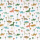 Coupon 1mx1m50 "Jurassic blue" printed children's cotton