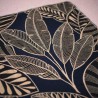 Yucatan noir fond marine - Tissu ameublement tapissier, jacquard fleuri au mètre - Thevenon