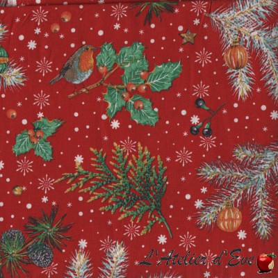 Coupon 1m x 1m50 "Red Christmas" printed cotton