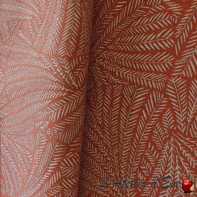 Kyoto brique 2- Tissu ameublement jacquard, tissu tapissier Thevenon