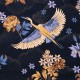 "Tsuru" bleu nuit Toile de coton japonisante Thevenon