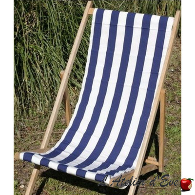 "Toile transat" Rayée Blanc Bleu Dralon