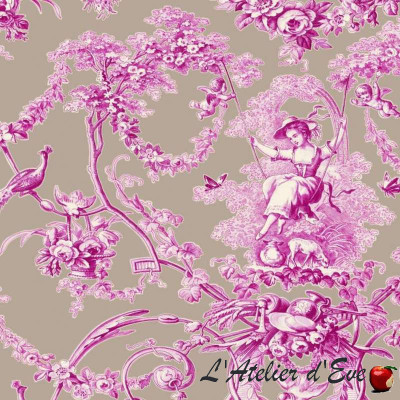 A pair of curtains toy canvas "Ludivine" Made in France Thevenon