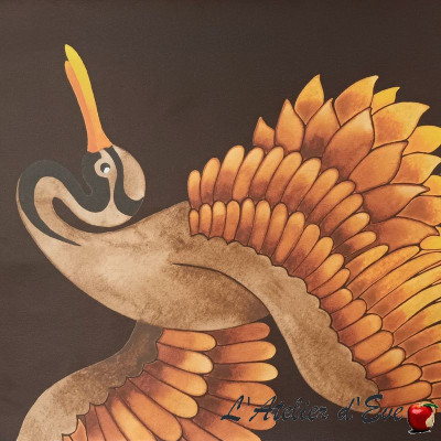 Papier peint "Les Grues" Chocolat Thevenon