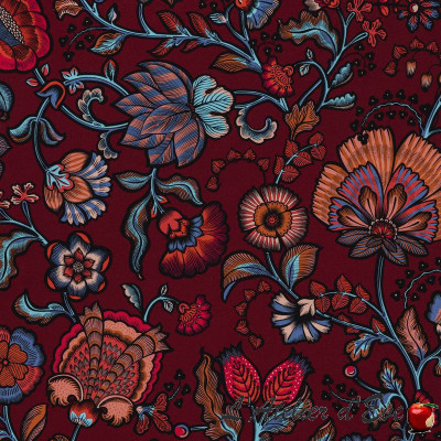 Indienne bordeaux | Toile de coton | Ameublement et Siège Thevenon