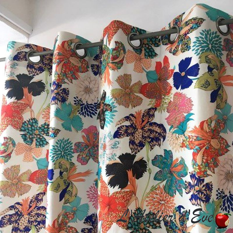 rideau-oeillets-kimono-flowers-coton-creme