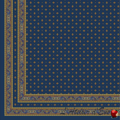 "Bastide bleu" Provencal cotton tablecloth Valdrôme Made in France
