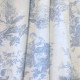 Scène d'été bleu porcelaine - Toile de jouy coton bleu grande largeur