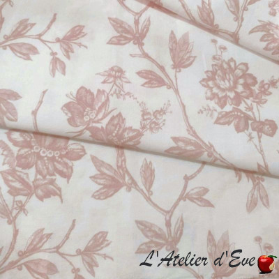 Rosa rose blush - Toile de jouy - Tissu coton grande largeur Casamance