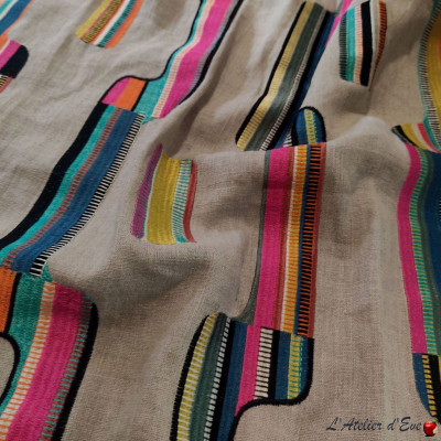 Embroidered linen fabric "Mumbai" Casal