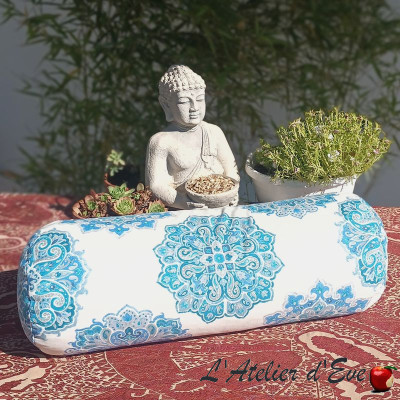 Bolster "Mandala Bleu" Coussin de yoga Fabrication Française