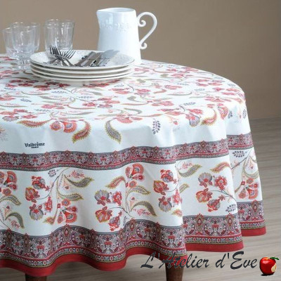 "Bastide rouge" Provencal cotton tablecloth Valdrôme Made in France