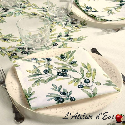 "Olives" Provençal cotton tablecloth Made in France
