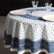 Situation "Galon blanc-bleu" Nappe coton provençal Valdrôme Made in France