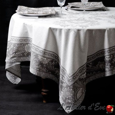 "Haveli raspberry" Provencal cotton tablecloth and square Valdrôme Made in France