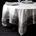 "Haveli taupe" cotton Tablecloth and square Provencal Valdrôme Made in France