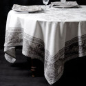 "Haveli taupe" coton Nappe et carré provençaux Valdrôme Made in France