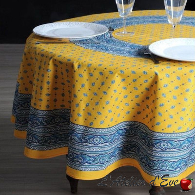 Nappe et carré "Galon jaune" provençaux Valdrôme Made in France