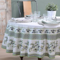 "Garance olive" coton Nappe ronde provençale Valdrôme Made in France