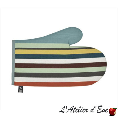 "Mauleon celadon" Moufle coton toile basque 30x19cm Artiga