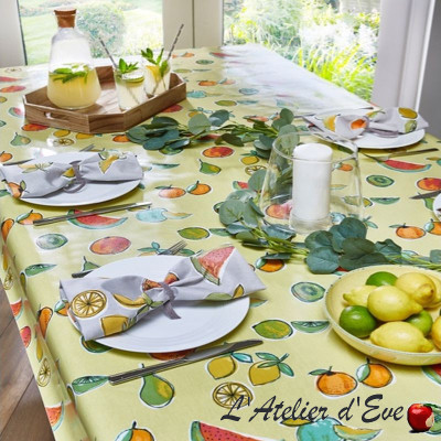 Premium Waxed Fabric Tablecloth "Fruit Salad"