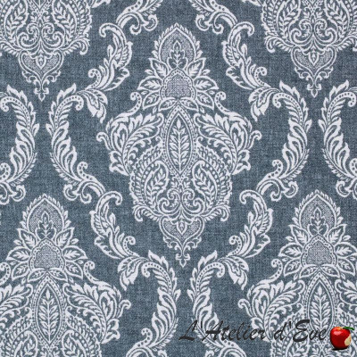 Jacquard Upholstery fabric: Jacquard Canvas Fabric velvet blossom black -  Ma Petite Mercerie