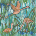 Cotton fabric "Flamingos Roses"- Esterelle