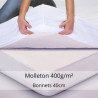 Cotton fleece mattress protector - 400gr/m² - 30cm cups - Made in France