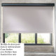 Modèle de store posé dans le renfoncement d&#039;une fenêtre avec fixation bloc noir et finition tissu