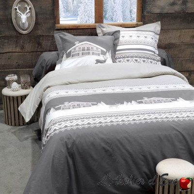 Gray "Chambery" Duvet cover + 2 Reversible pillowcases 65x65cm