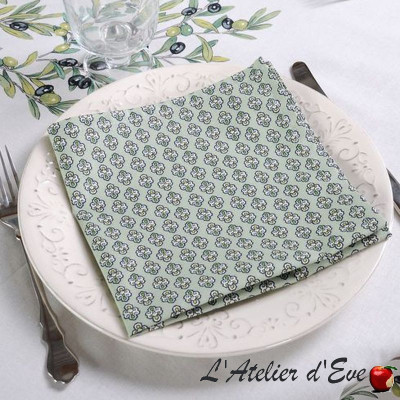 "Maillane olive" 6 serviettes de table provençales 50x50cm tissu coton Valdrôme