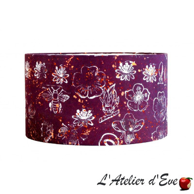 Abat-jour tissu tapissier provençal-Coton- Botanica Prune-Esterelle-Made in France