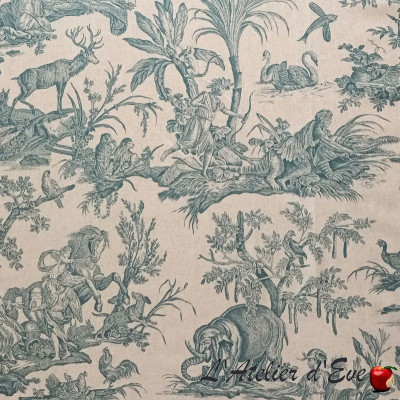  Tissu ameublement Paradise 04-Toile de Jouy-Rouge Carmin