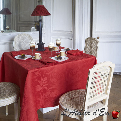 Nappe 100% lin "Tivoli" rouge velours Le Jacquard Français