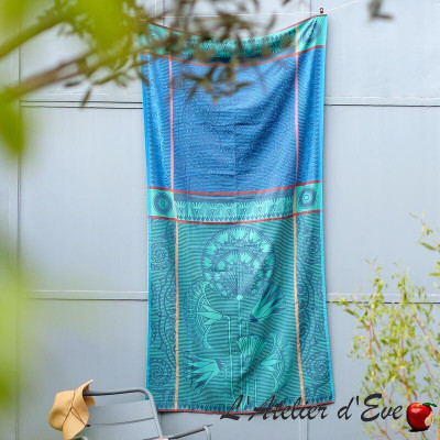 Drap de plage 100x200cm "Holi" Saphir Le Jacquard Français