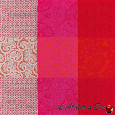 Lot 6 large cotton napkins "Kyoto Flowers" cherry Le Jacquard French